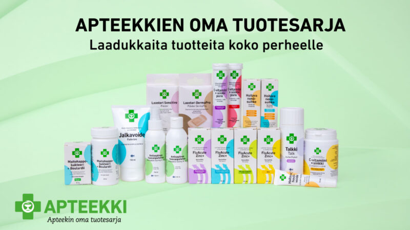 Apteekkien oma tuotesarja. Laadukkaita tuotteita koko perheelle.